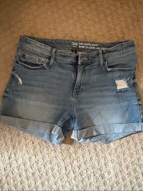 GAP Light Blue Rolled Cuff Distressed Denim Shorts